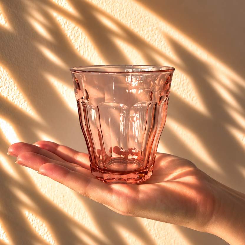 Picardie Glass Tumbler Pink