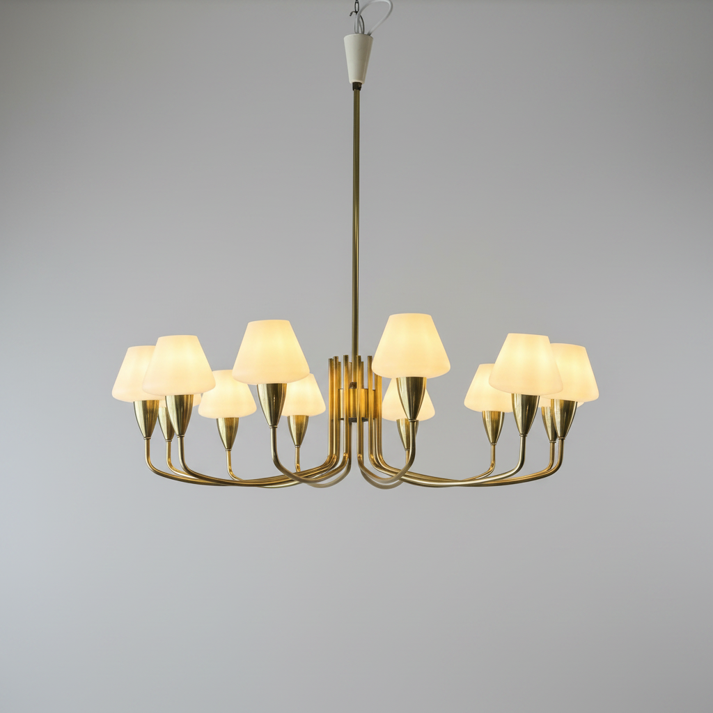 Arne Jacobsen 12-arm Brass Chandelier