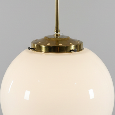 Brass / Opaline Globe Ceiling Pendant