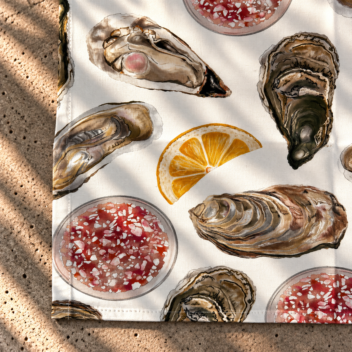 Oyster Tea Towel 100% Cotton