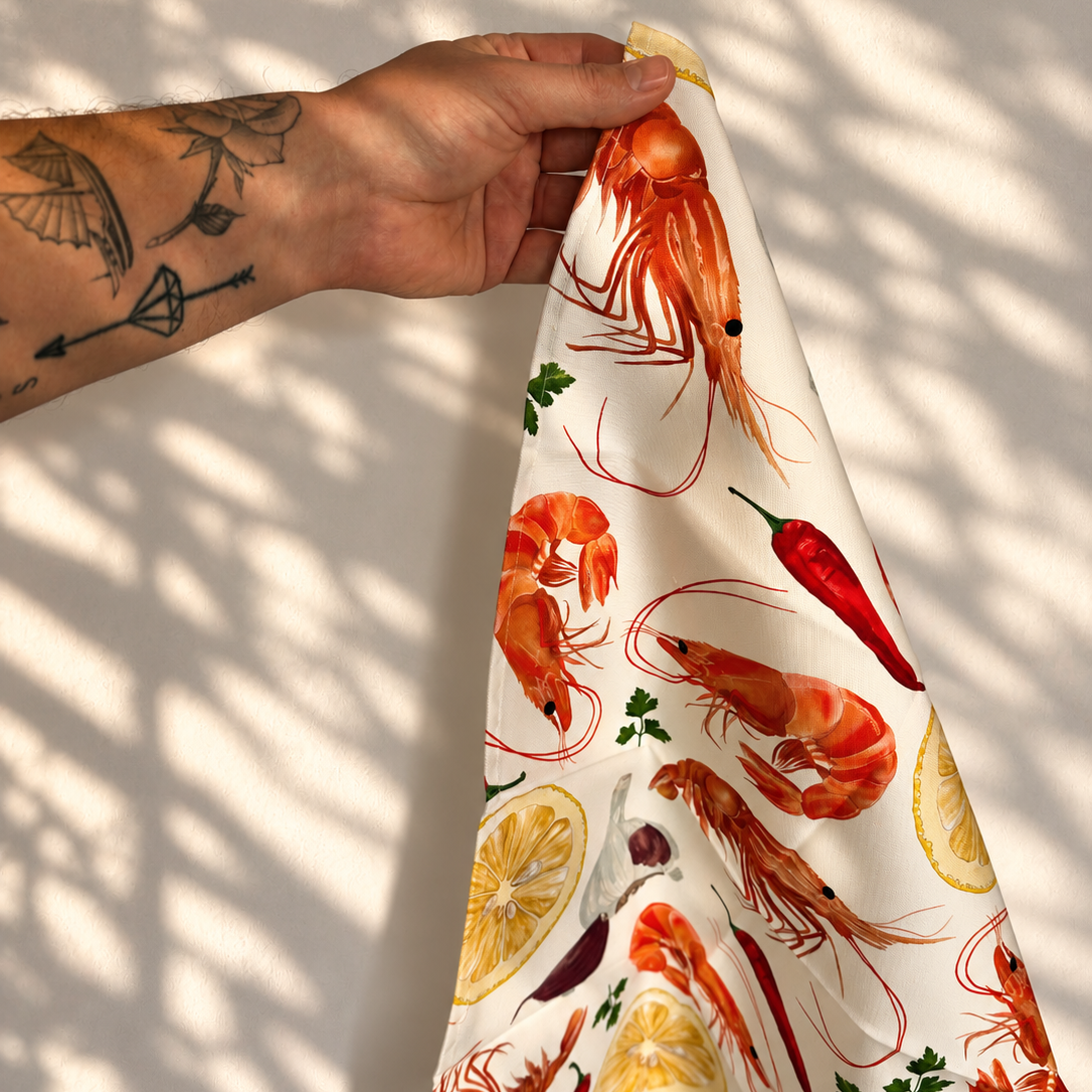 Prawn Tea Towel 100% Cotton