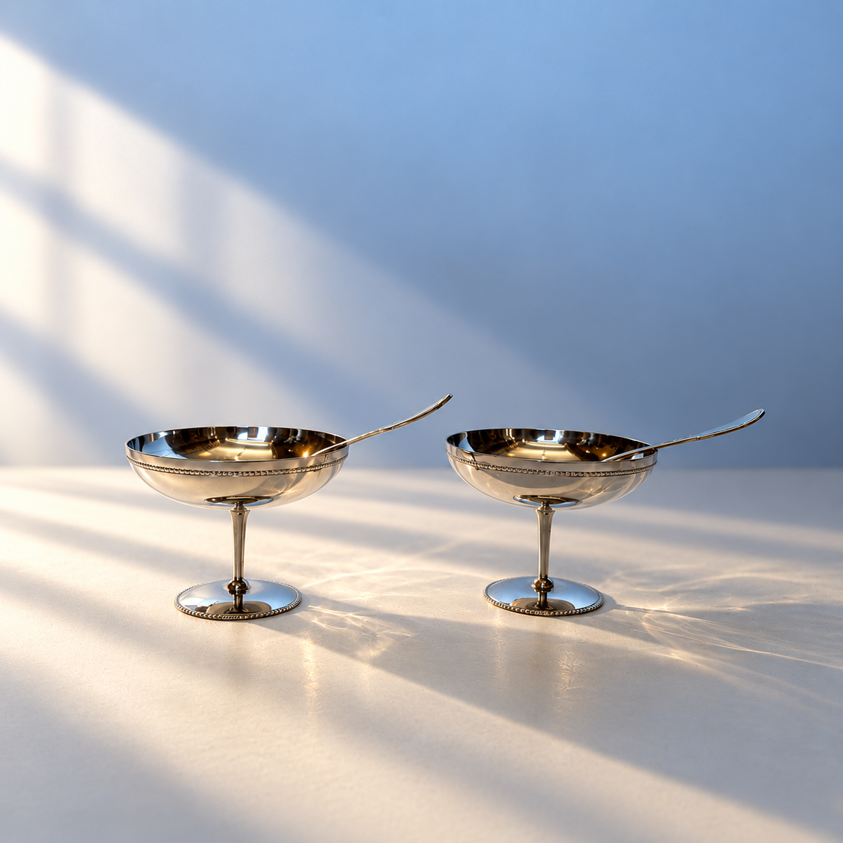 French Chabanne Ice Cream Dishes & Spoons - Set of 2