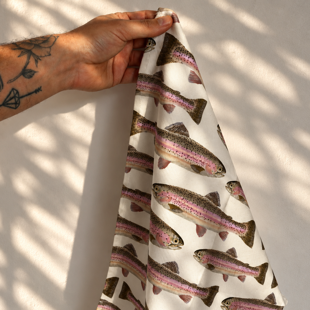 Rainbow Trout Tea Towel 100% Cotton