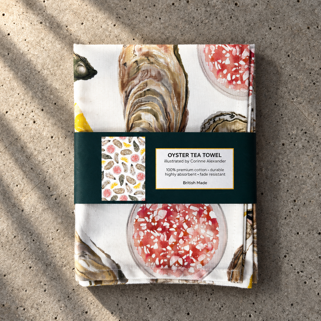 Oyster Tea Towel 100% Cotton