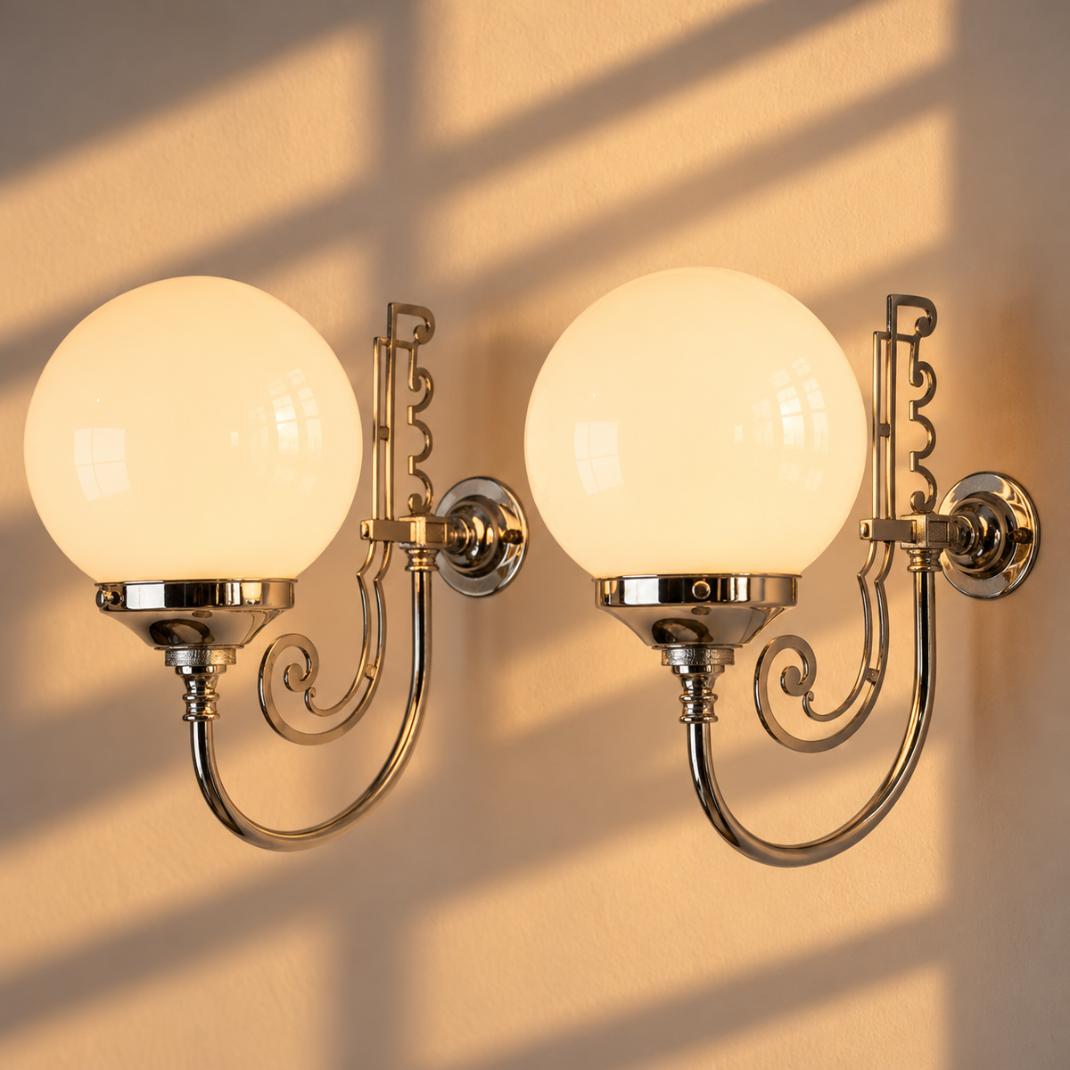 Art Deco Nickel Wall Lights (pair)