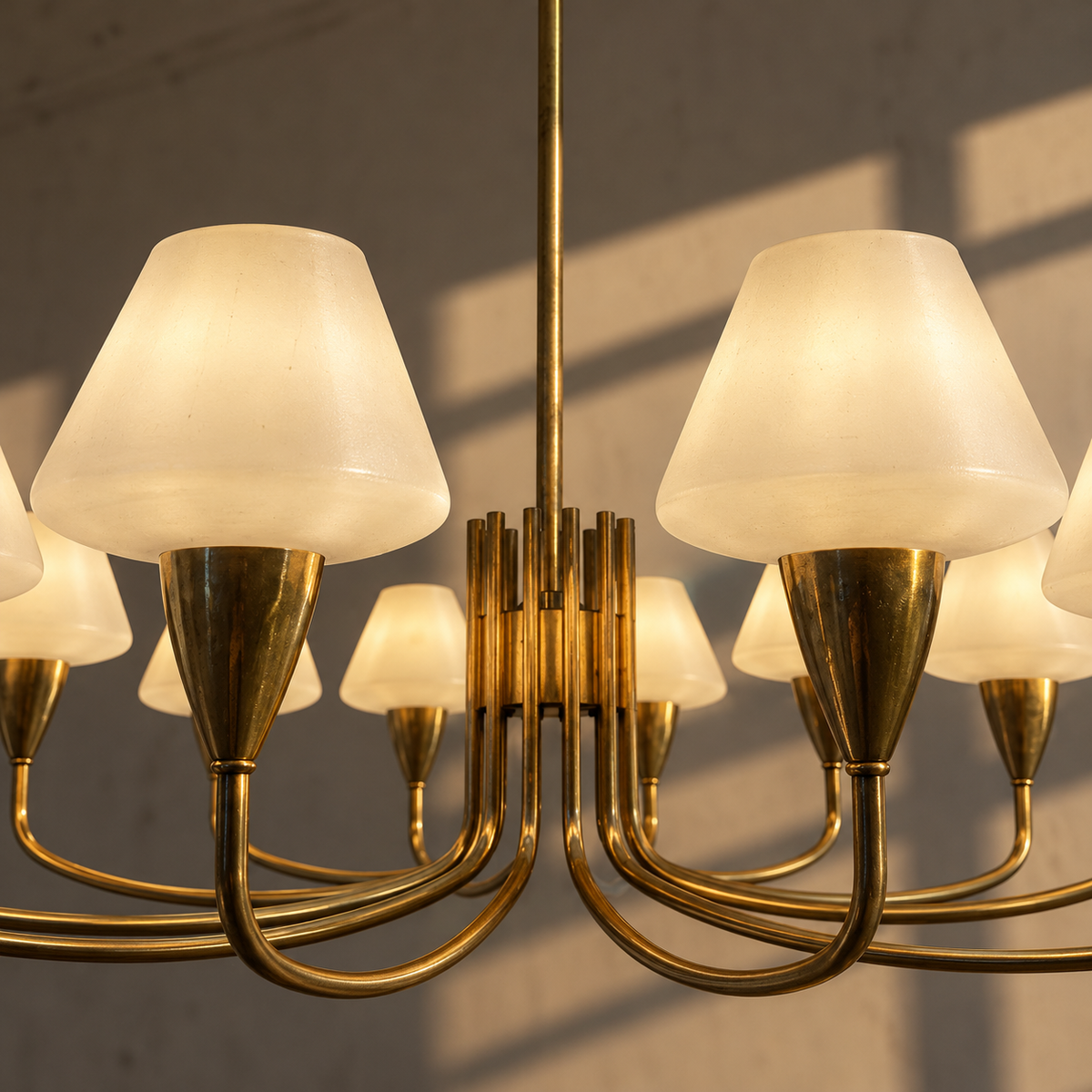Arne Jacobsen 12-arm Brass Chandelier