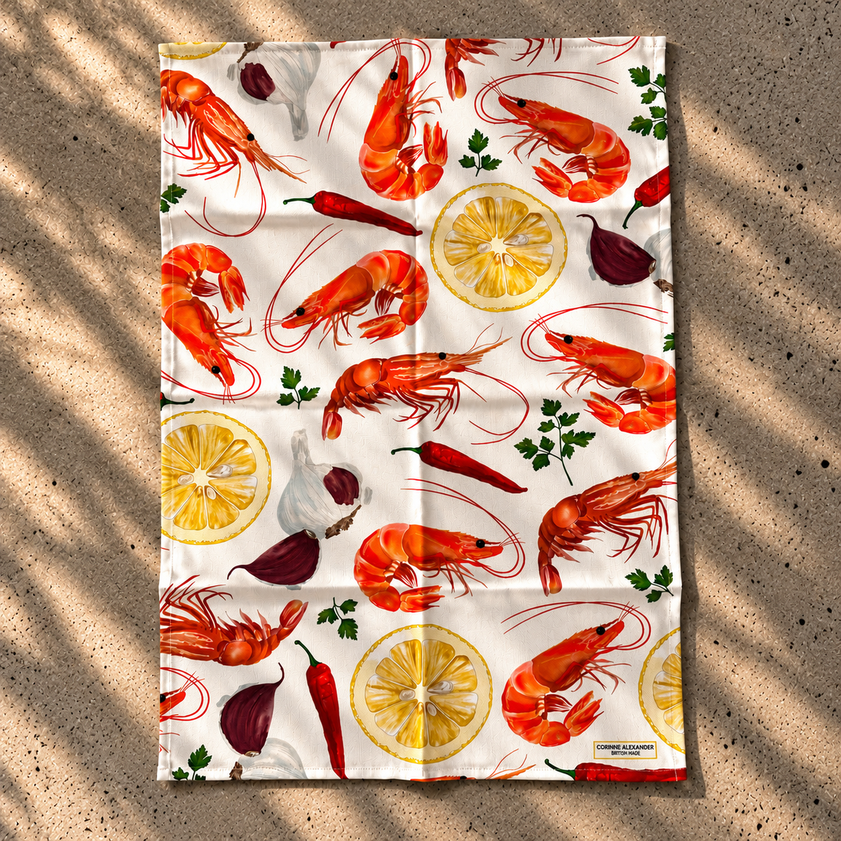 Prawn Tea Towel 100% Cotton