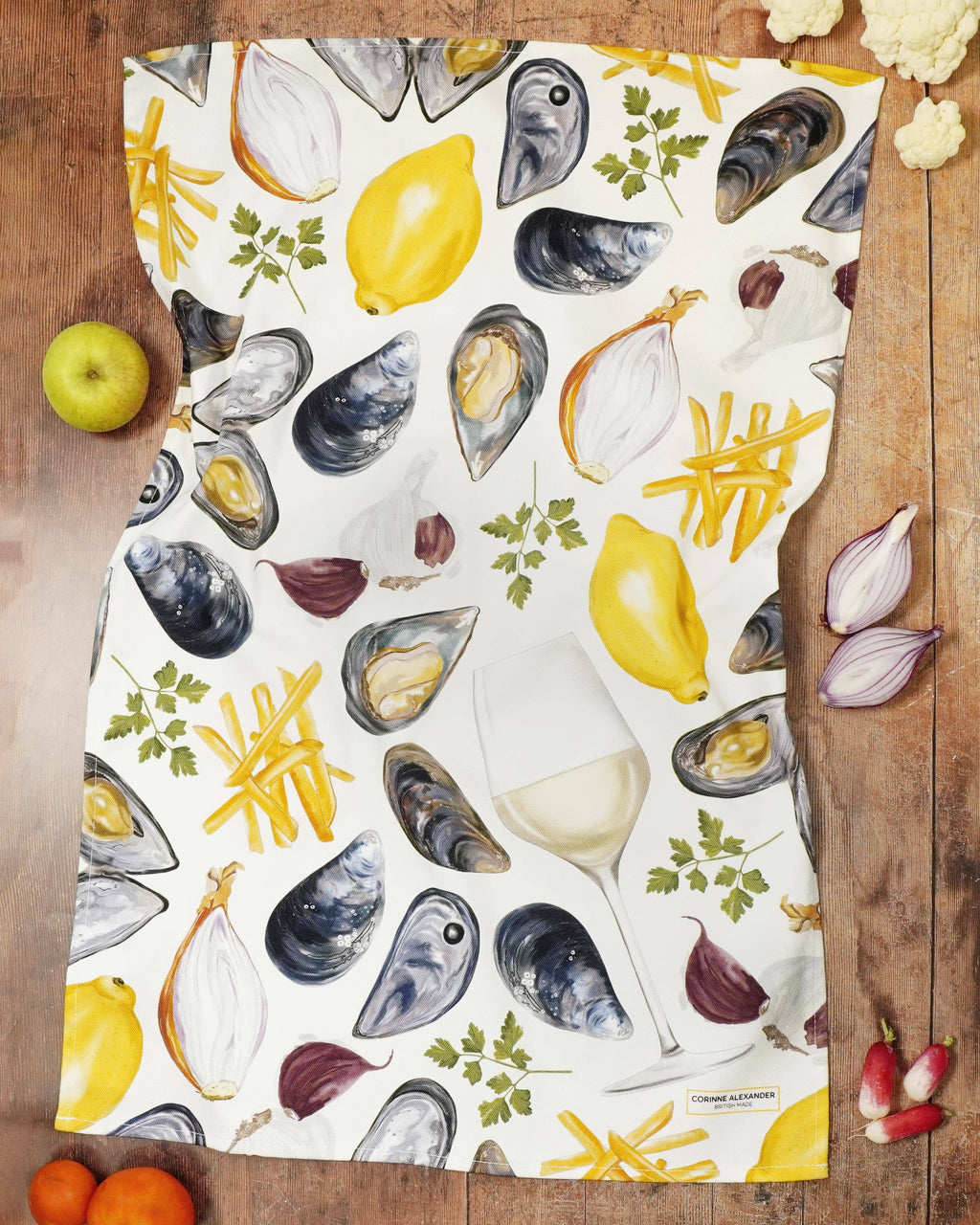 Moules Frites Tea Towel 100% Cotton
