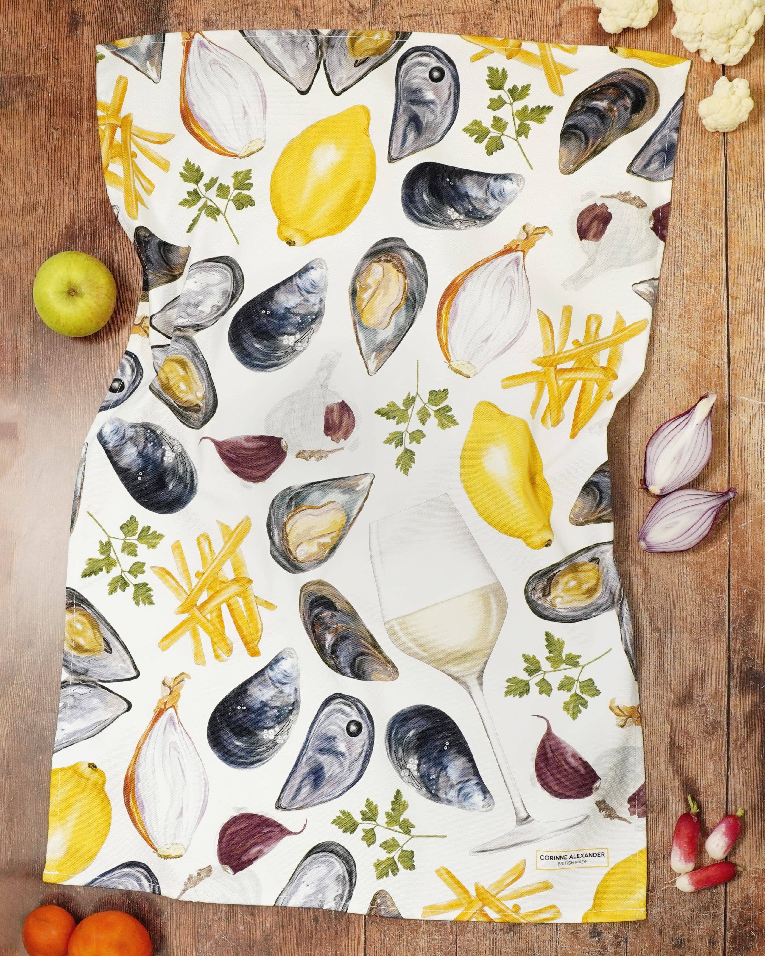 Moules Frites Tea Towel 100% Cotton
