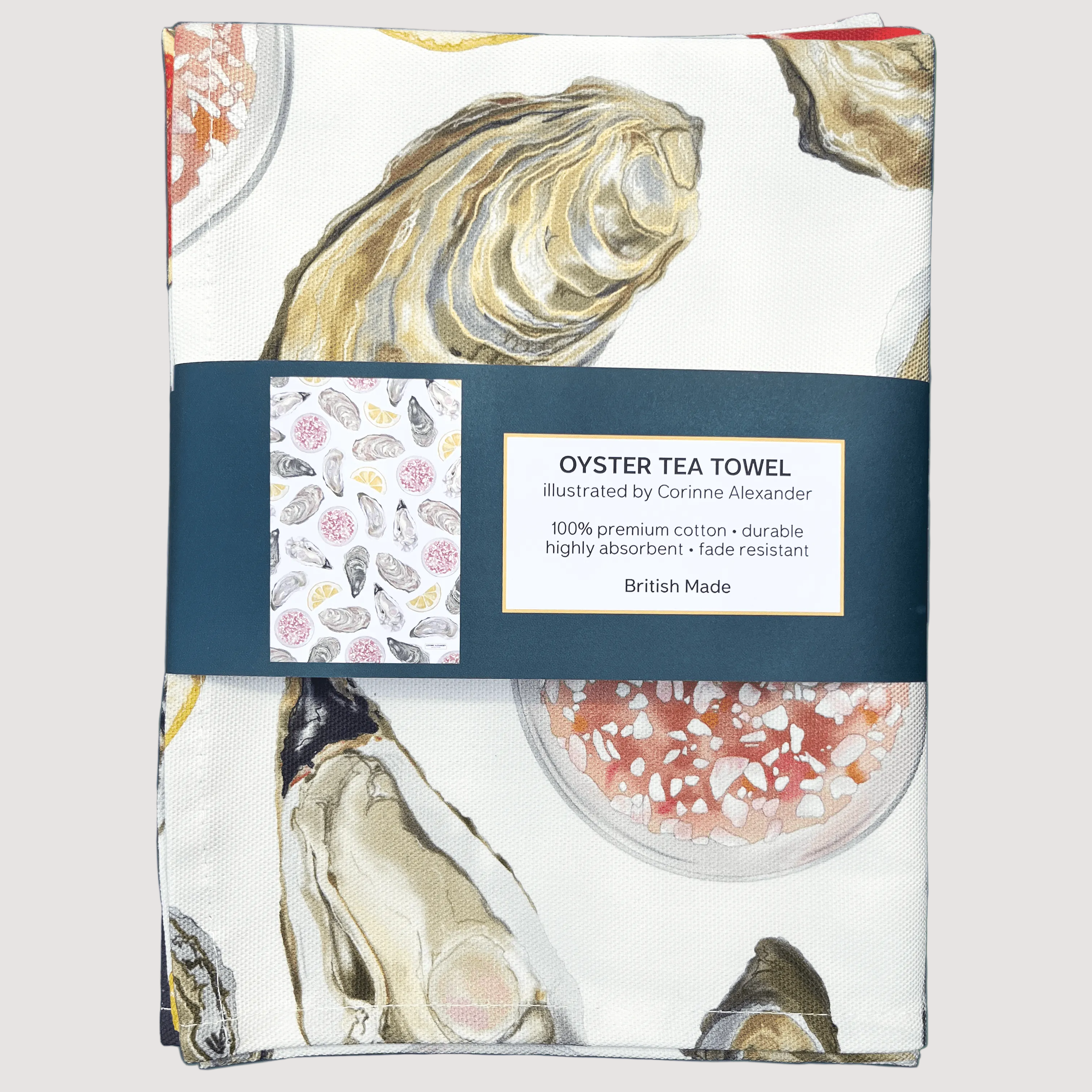 Oyster Tea Towel 100% Cotton