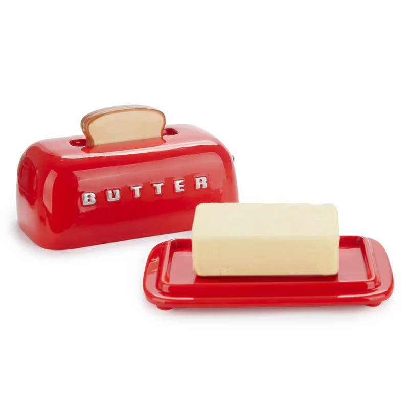 Toasty Ceramic Butter Dish Red