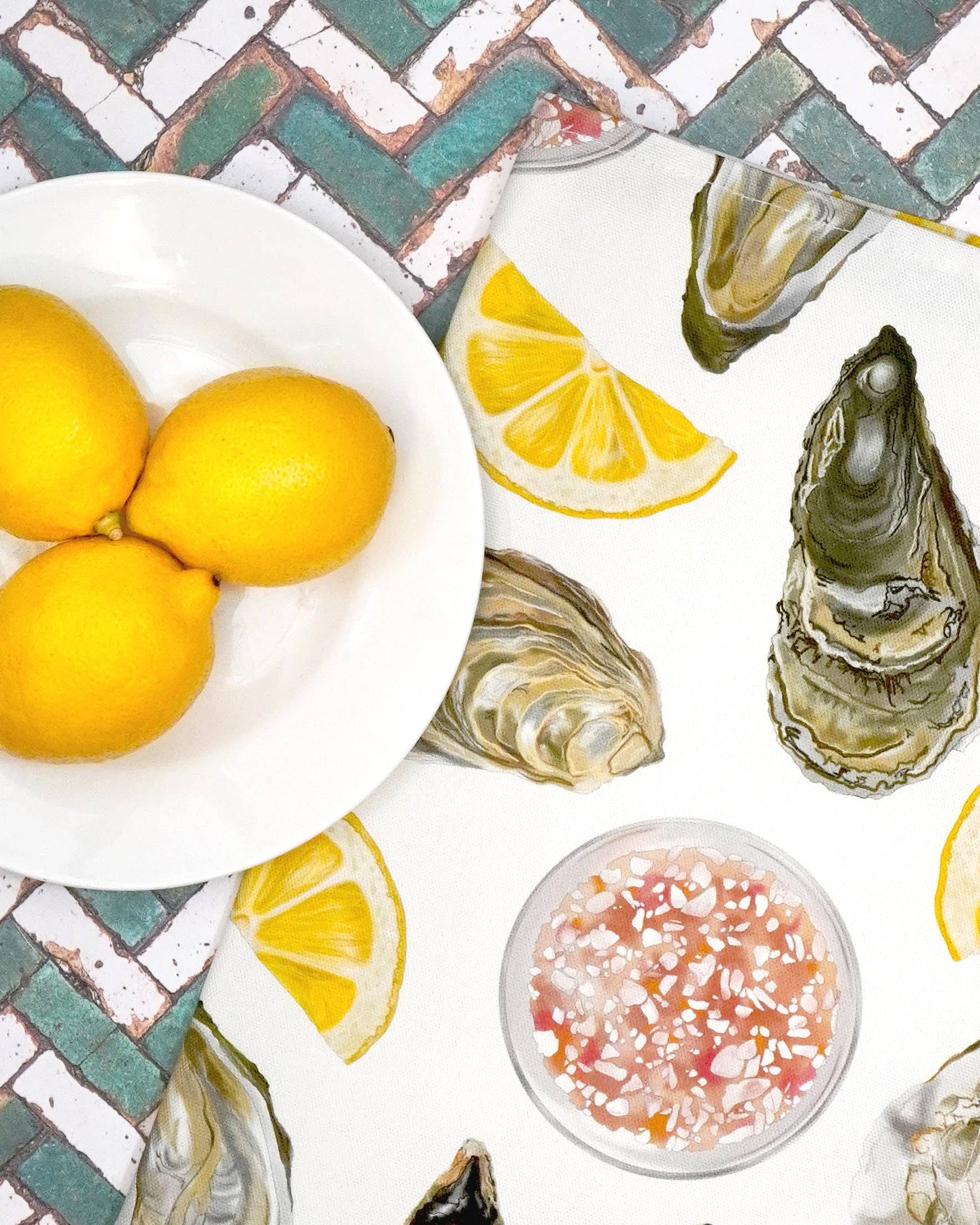 Oyster Tea Towel 100% Cotton